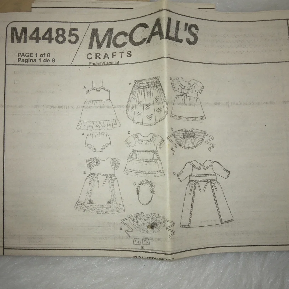 McCall's M4485 Fancy Dresses for American girl doll & 18